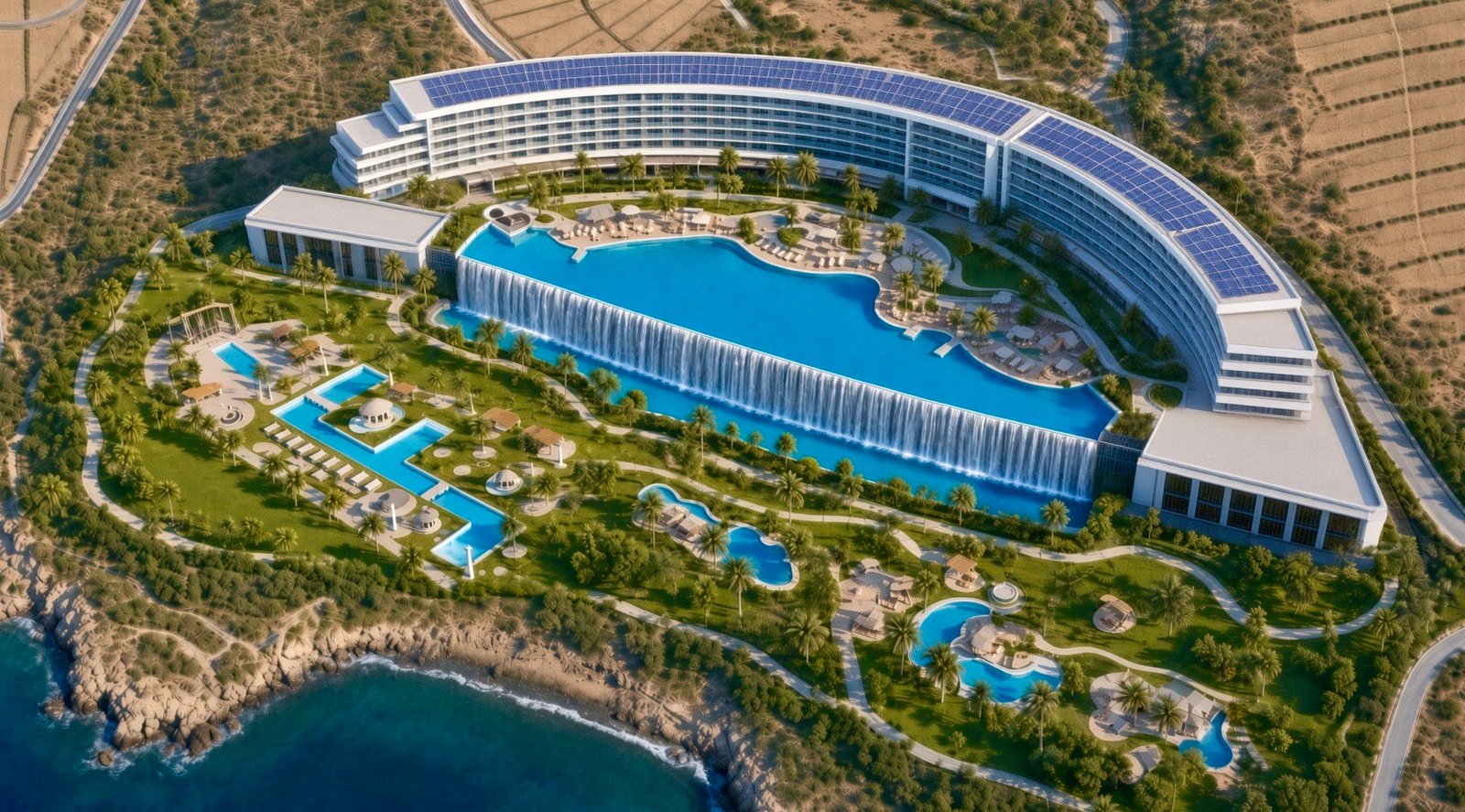 Designillustration af det planlagte Kokoon Medical Resort på Gran Canaria – ikke et foto af en færdig bygning.