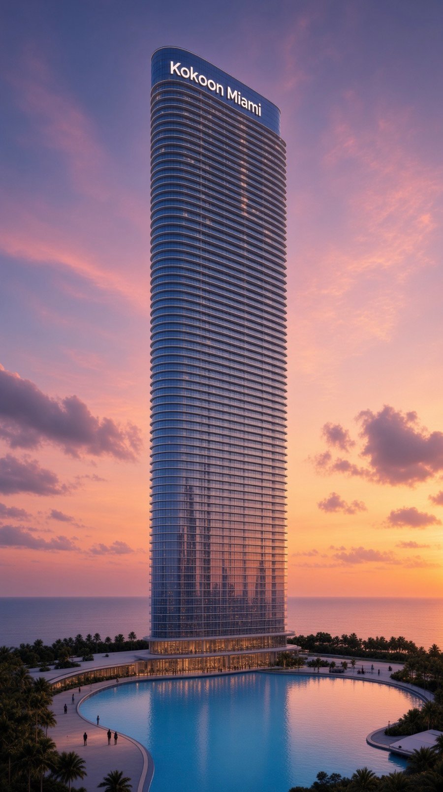 Designillustration af det planlagte Kokoon Miami Medical Resort – ikke et foto af en færdig bygning.